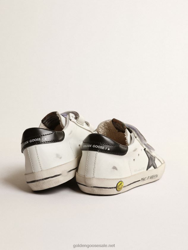 Old School Young with metallic leather star and black heel tab FN20N876 Kids Golden Goose