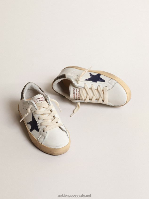 Super-Star Young in nappa with a printed star and black heel tab FN20N875 Kids Golden Goose