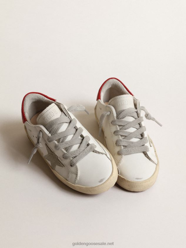 Super-Star Young with suede star and red leather heel tab FN20N863 Kids Golden Goose