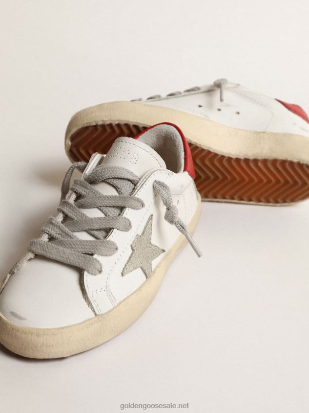 Super-Star Young with suede star and red leather heel tab FN20N863 Kids Golden Goose