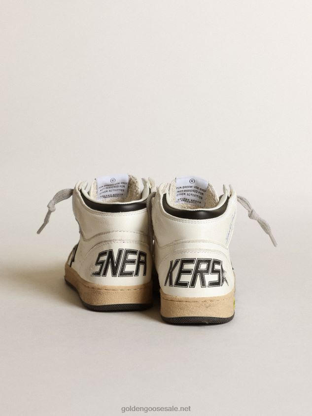Young Sky-Star sneakers in white nappa leather with black leather star and heel tab FN20N870 Kids Golden Goose