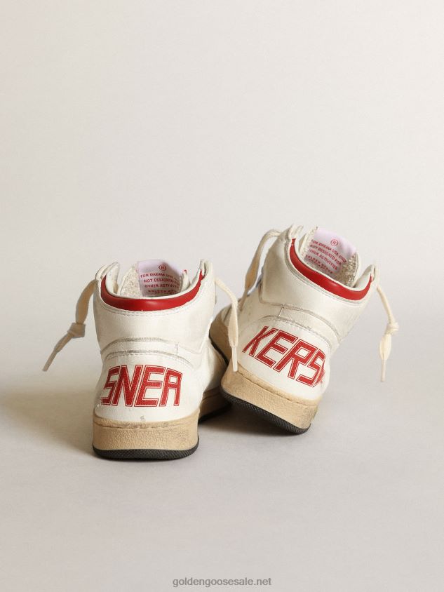 Young Sky-Star sneakers in white nappa leather with red leather star and heel tab FN20N865 Kids Golden Goose