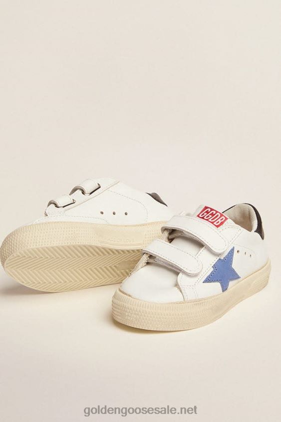Old School Juniors with blue star and dark blue heel tab FN20N852 Kids Golden Goose