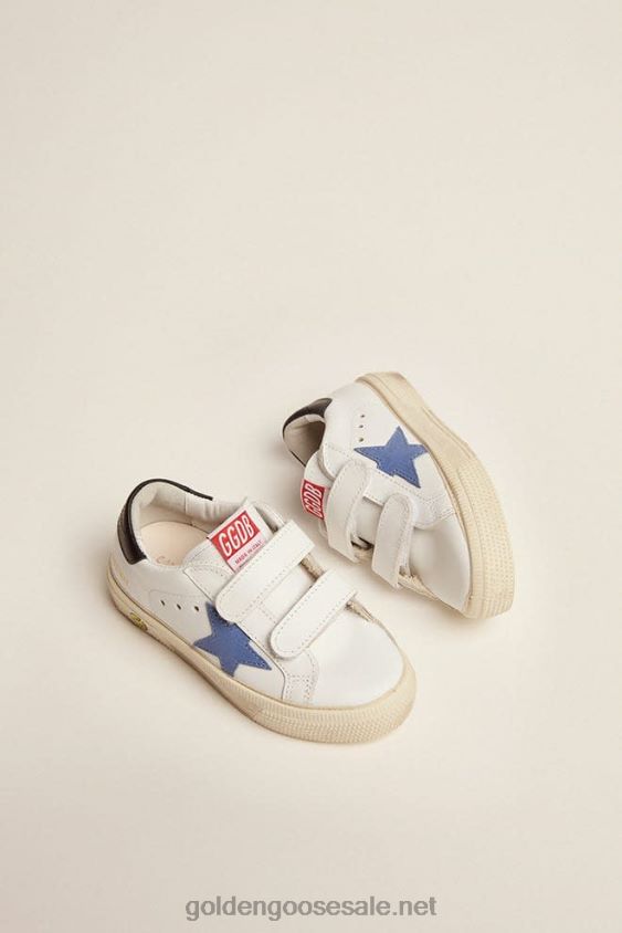 Old School Juniors with blue star and dark blue heel tab FN20N852 Kids Golden Goose