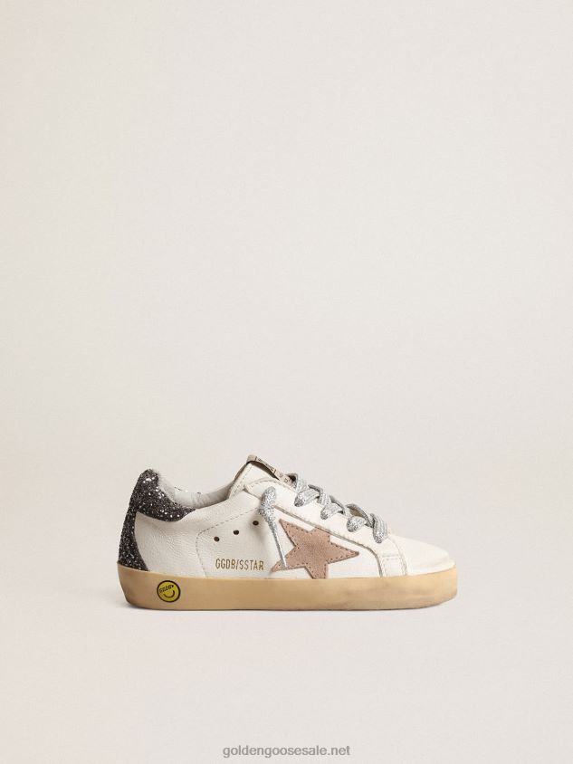 Super-Star Junior with a hazelnut star and glitter heel tab FN20N846 Kids Golden Goose