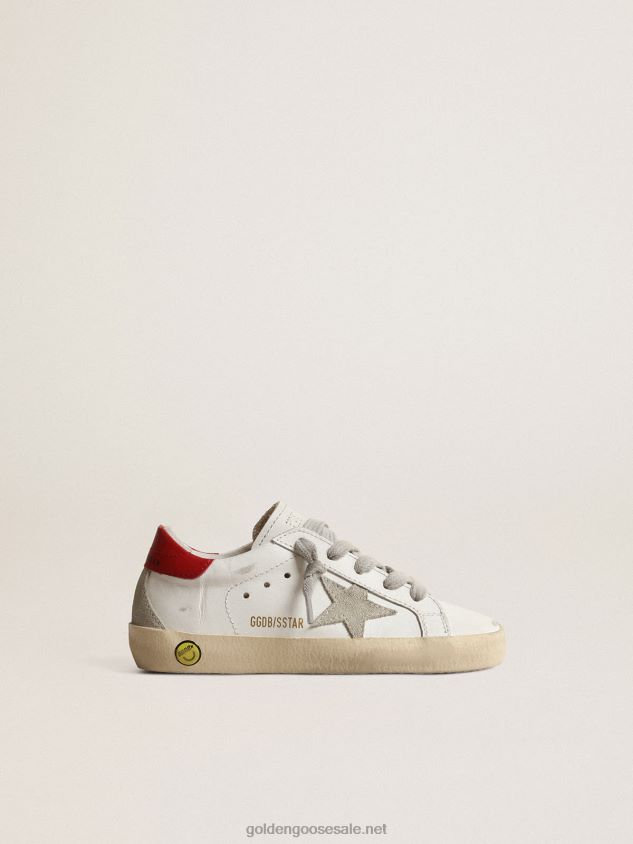 Super-Star Junior with suede star and red leather heel tab FN20N845 Kids Golden Goose