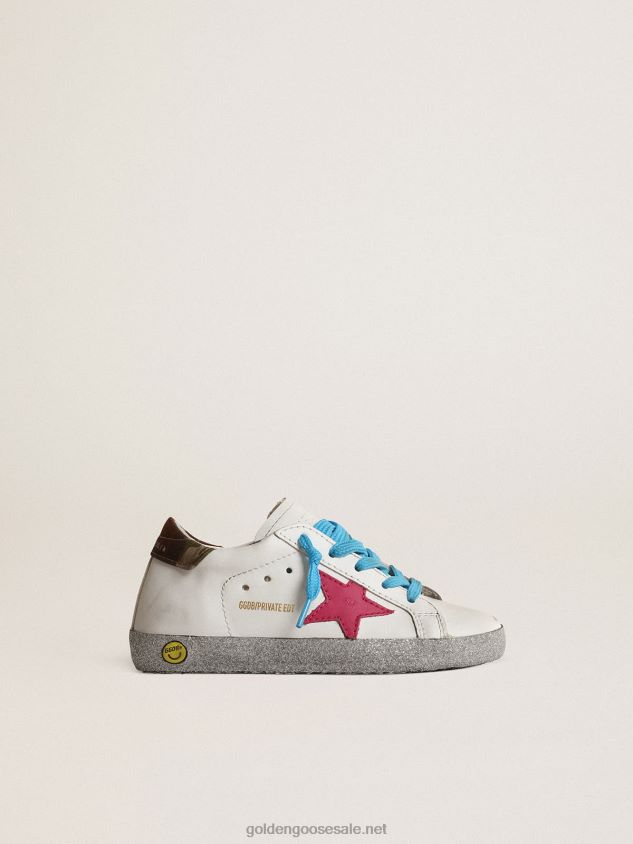 Junior Super-Star LTD with fuchsia star and glitter foxing FN20N857 Kids Golden Goose