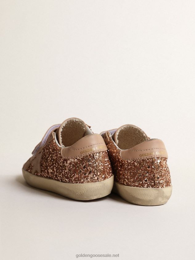 Old School Junior in peach-pink glitter with pink suede star FN20N856 Kids Golden Goose
