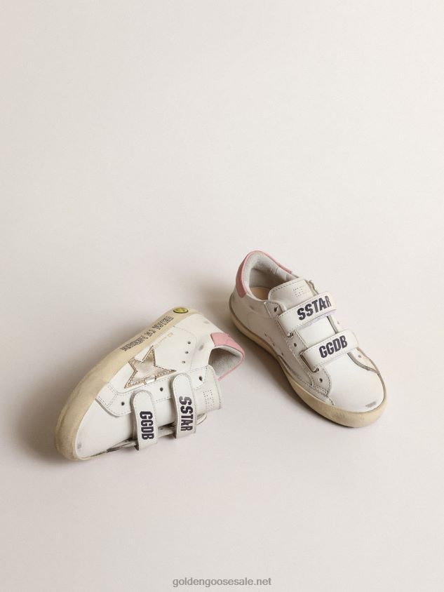Old School Junior with metallic leather star and pink heel tab FN20N862 Kids Golden Goose