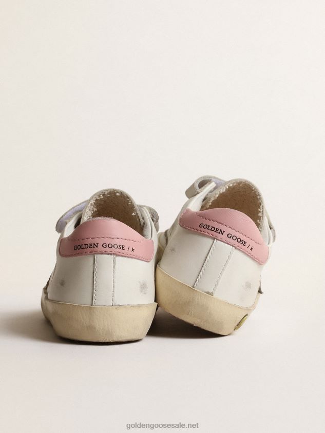 Old School Junior with metallic leather star and pink heel tab FN20N862 Kids Golden Goose