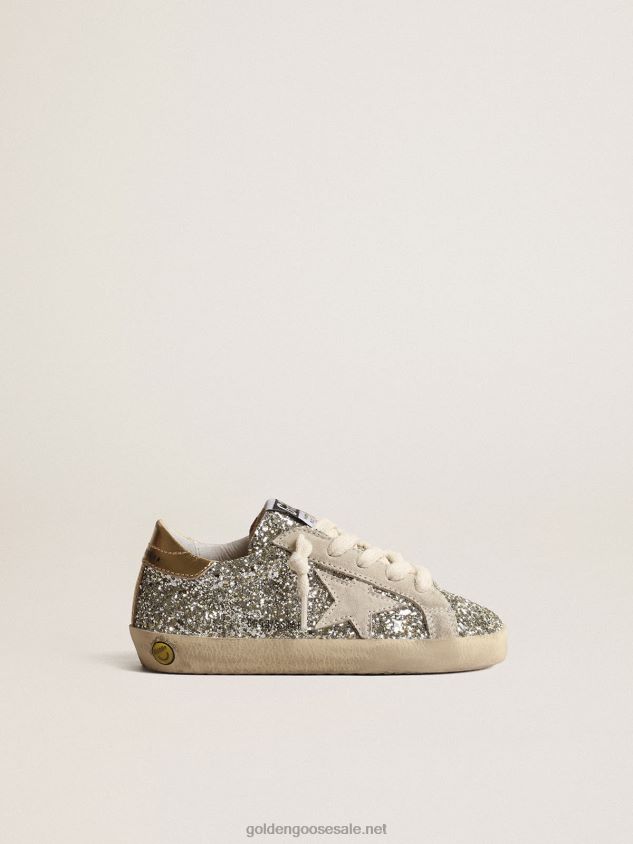 Super-Star Junior in glitter with a suede star and gold heel tab FN20N860 Kids Golden Goose