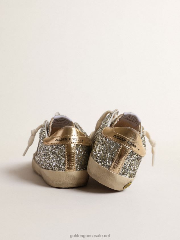 Super-Star Junior in glitter with a suede star and gold heel tab FN20N860 Kids Golden Goose