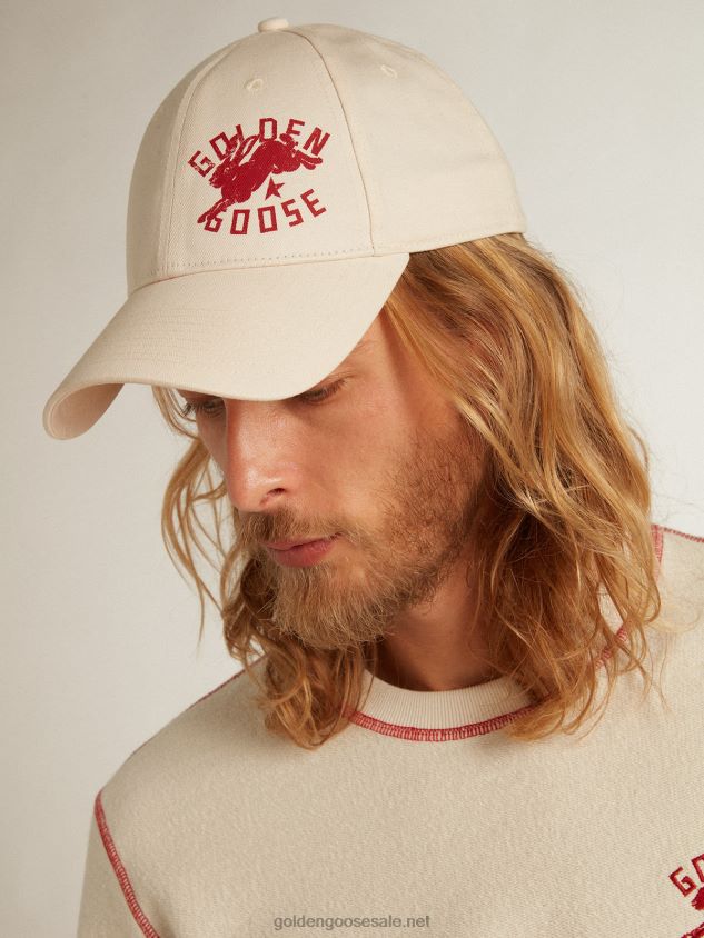 Heritage white baseball cap with CNY logo FN20N354 Men Golden Goose