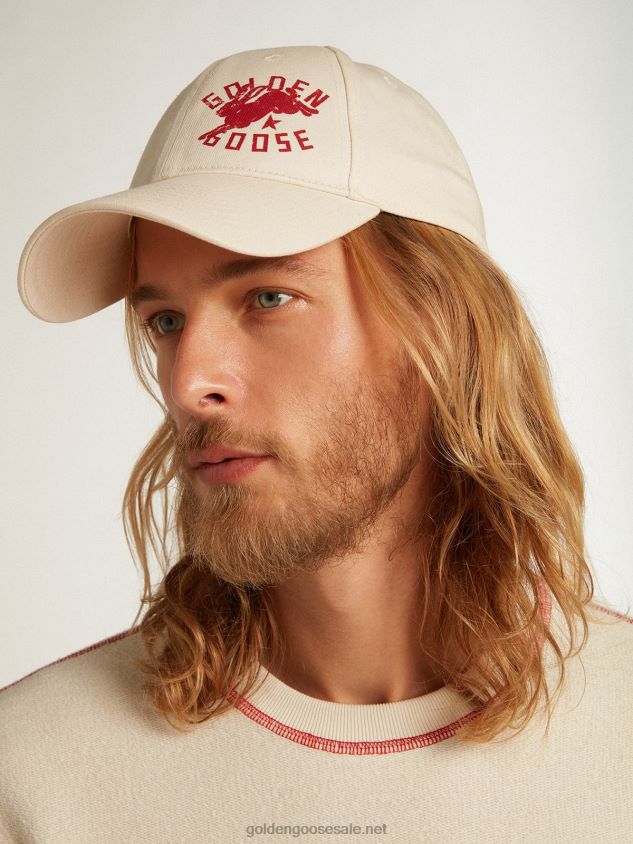 Heritage white baseball cap with CNY logo FN20N354 Men Golden Goose