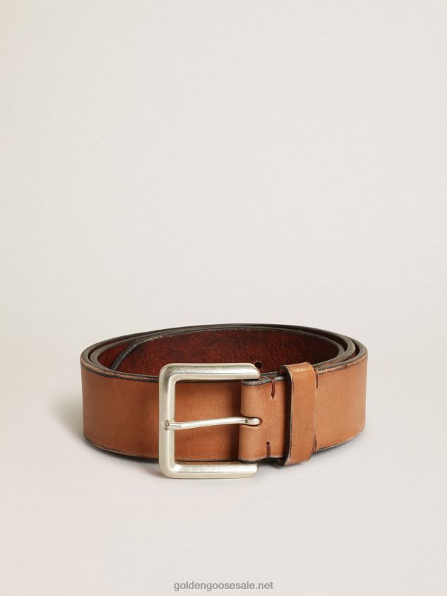 Belt in tan-colored washed leather FN20N837 Men Golden Goose