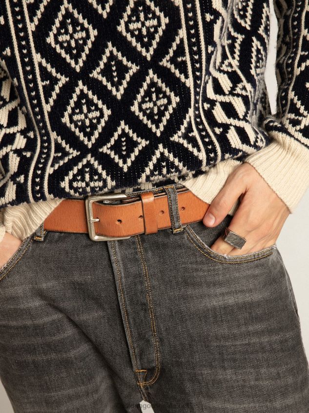 Belt in tan-colored washed leather FN20N837 Men Golden Goose