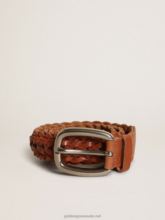 Houston belt in brown braided leather FN20N842 Men Golden Goose