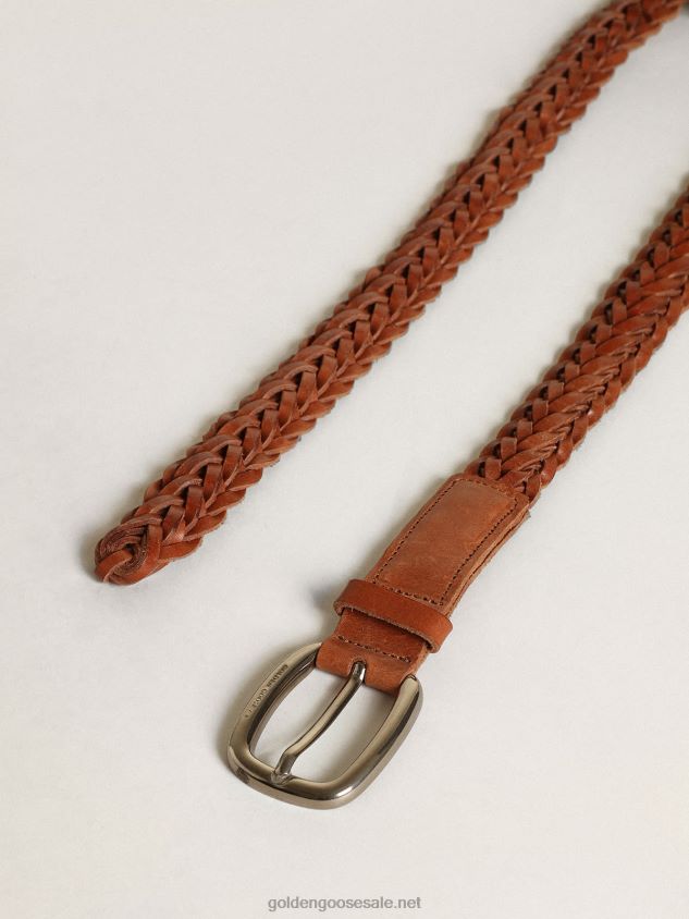 Houston belt in brown braided leather FN20N842 Men Golden Goose