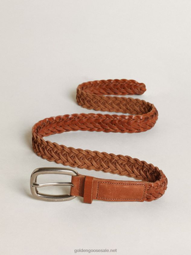 Houston belt in brown braided leather FN20N842 Men Golden Goose