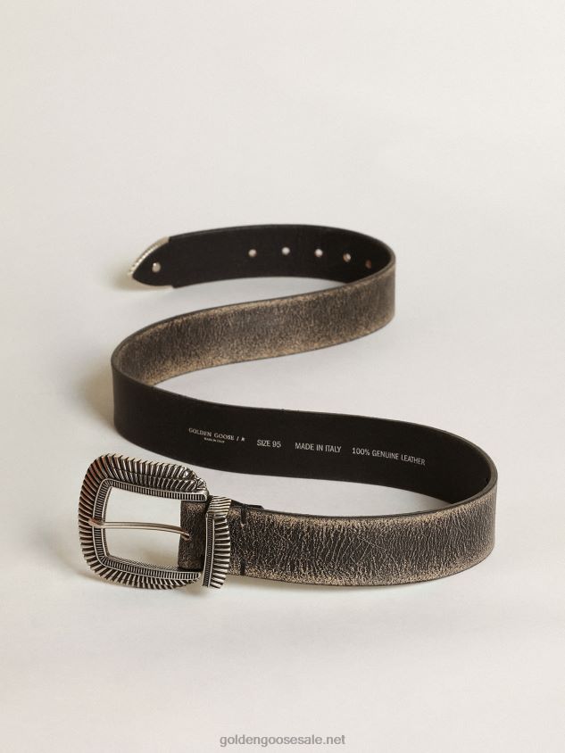 Ray belt in black leather with decorated buckle FN20N828 Men Golden Goose