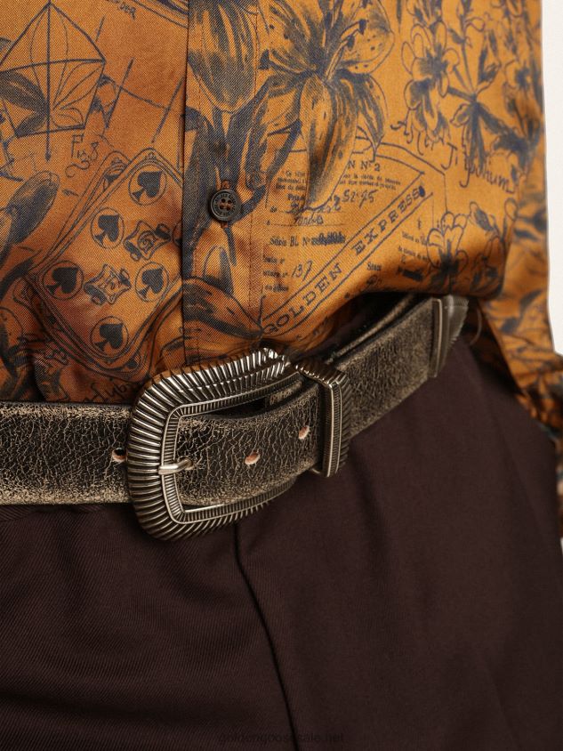 Ray belt in black leather with decorated buckle FN20N828 Men Golden Goose