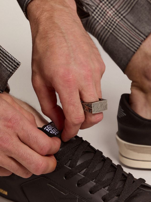 Square ring in antique silver color FN20N836 Men Golden Goose