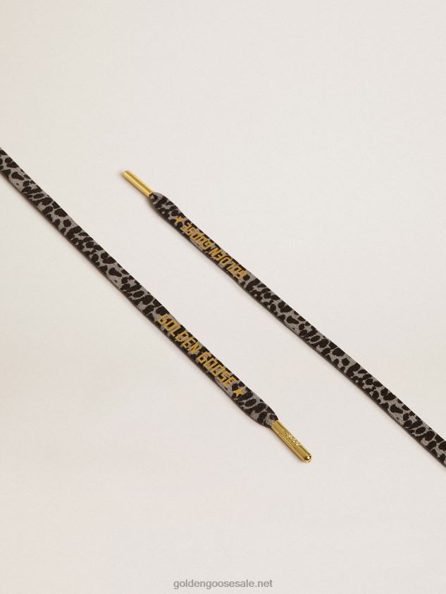 Black and white animal-print laces with contrasting gold-colored logo FN20N417 Men Golden Goose