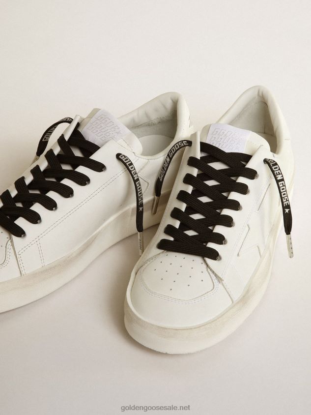 Black cotton laces with contrasting silver-colored logo FN20N385 Men Golden Goose