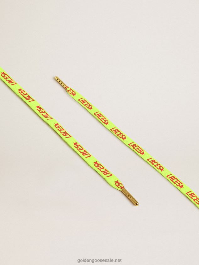 Fluorescent yellow laces with contrasting orange 'Laces' lettering FN20N363 Men Golden Goose