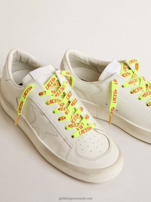 Fluorescent yellow laces with contrasting orange \'Laces\' lettering FN20N363 Men Golden Goose