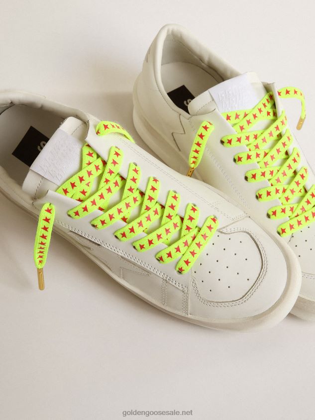 Fluorescent yellow laces with contrasting orange stars FN20N418 Men Golden Goose