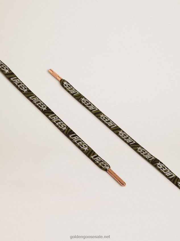 Green and black zebra-print laces with contrasting silver-colored 'Laces' lettering FN20N361 Men Golden Goose