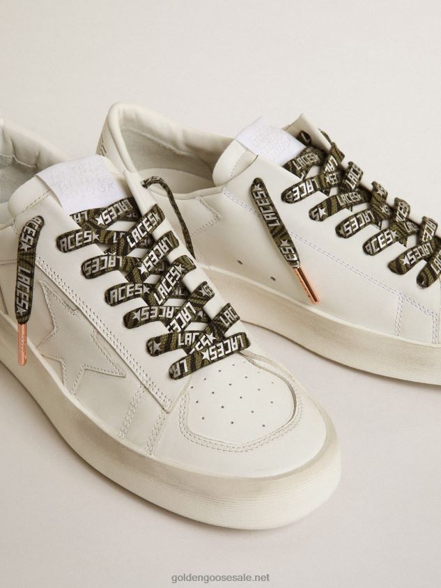 Green and black zebra-print laces with contrasting silver-colored \'Laces\' lettering FN20N361 Men Golden Goose