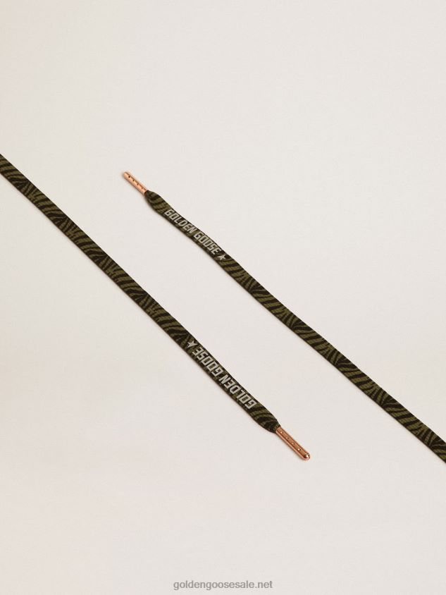 Green and black zebra-print laces with contrasting silver-colored logo FN20N380 Men Golden Goose