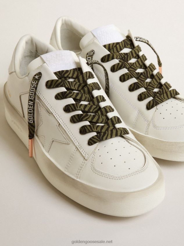 Green and black zebra-print laces with contrasting silver-colored logo FN20N380 Men Golden Goose