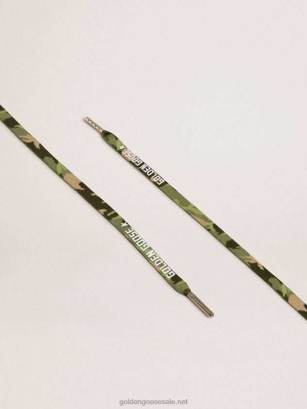 Green camouflage laces with contrasting white logo FN20N362 Men Golden Goose