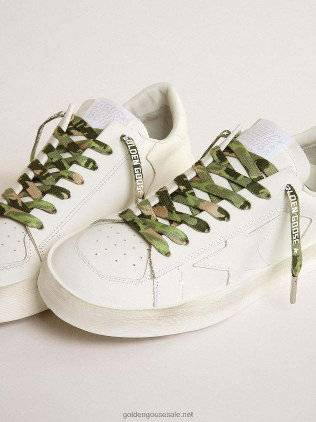Green camouflage laces with contrasting white logo FN20N362 Men Golden Goose