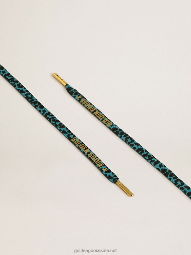 Light blue and black animal-print laces with contrasting gold-colored logo FN20N416 Men Golden Goose