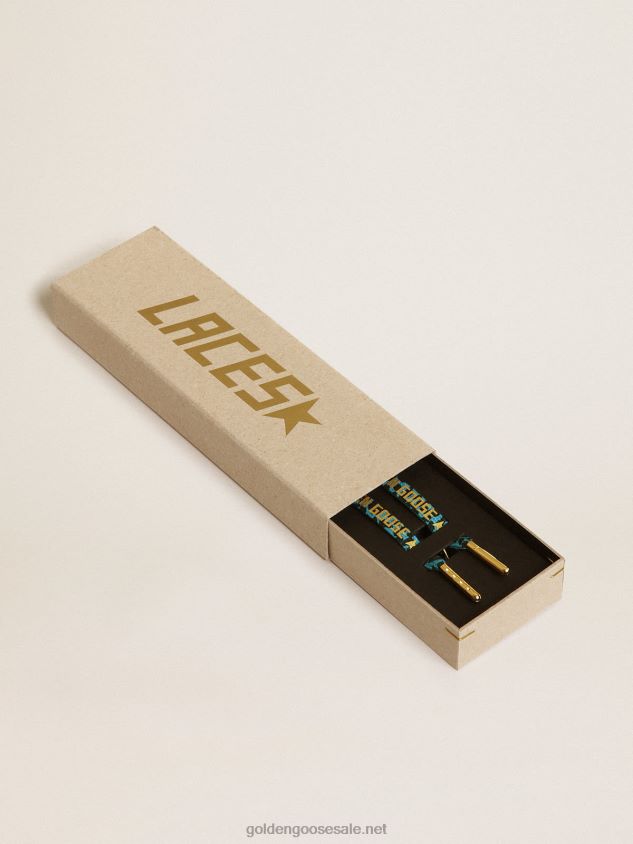 Light blue and black animal-print laces with contrasting gold-colored logo FN20N416 Men Golden Goose