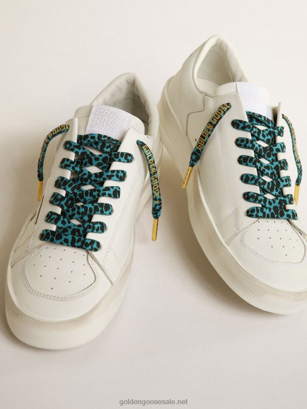 Light blue and black animal-print laces with contrasting gold-colored logo FN20N416 Men Golden Goose