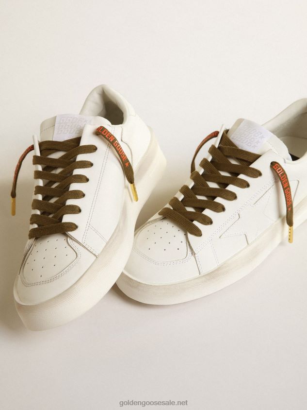 Military-green cotton laces with contrasting orange logo FN20N386 Men Golden Goose