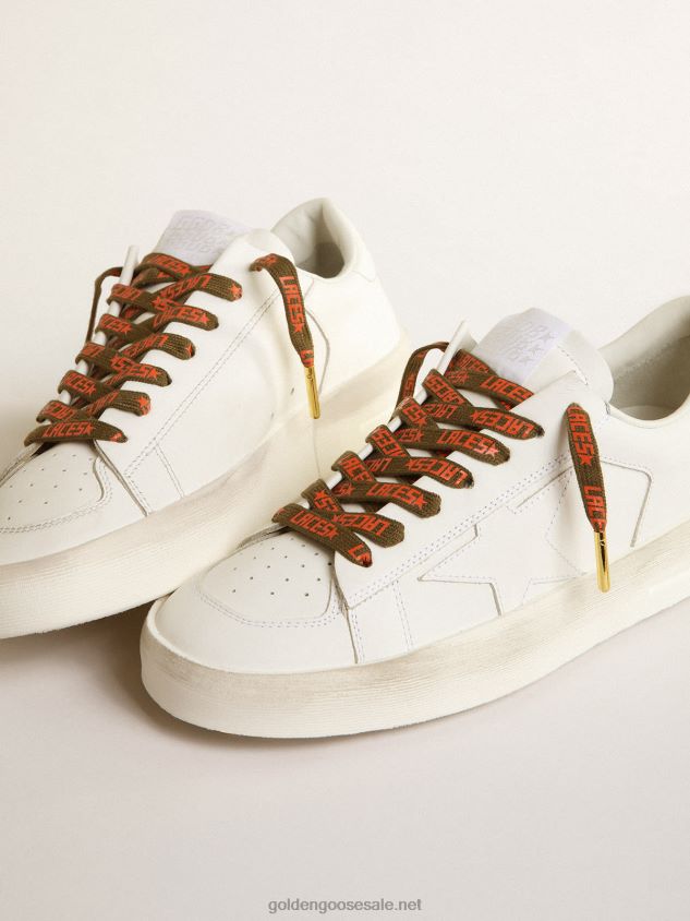 Military-green laces with contrasting orange \'Laces\' lettering FN20N384 Men Golden Goose