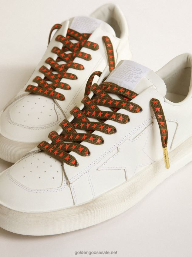 Military-green laces with contrasting orange stars FN20N382 Men Golden Goose