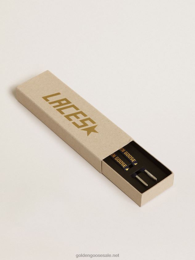 Navy-blue cotton laces with contrasting gold-colored logo FN20N420 Men Golden Goose
