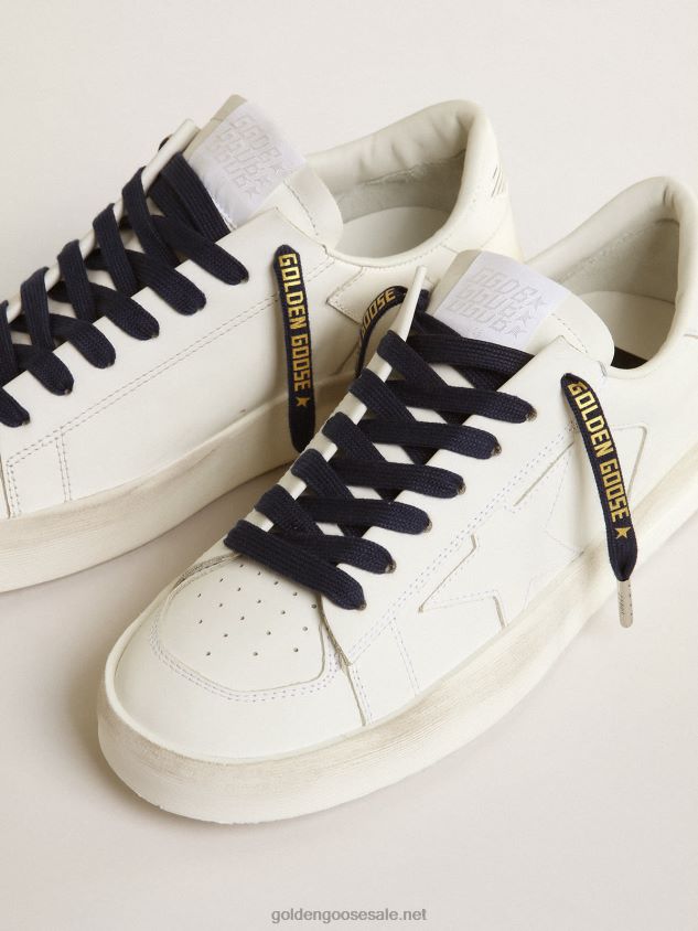 Navy-blue cotton laces with contrasting gold-colored logo FN20N420 Men Golden Goose