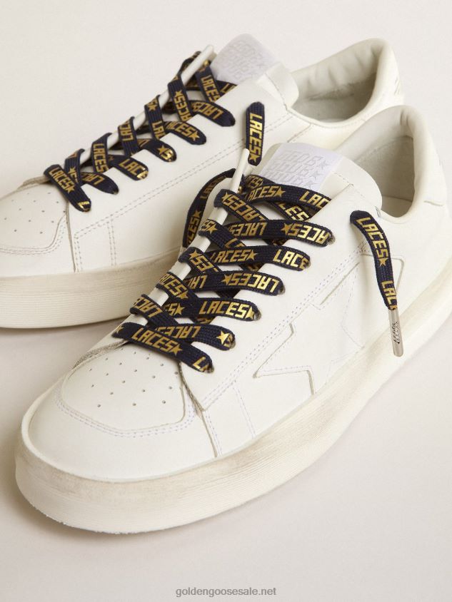 Navy-blue laces with contrasting gold-colored \'Laces\' lettering FN20N383 Men Golden Goose