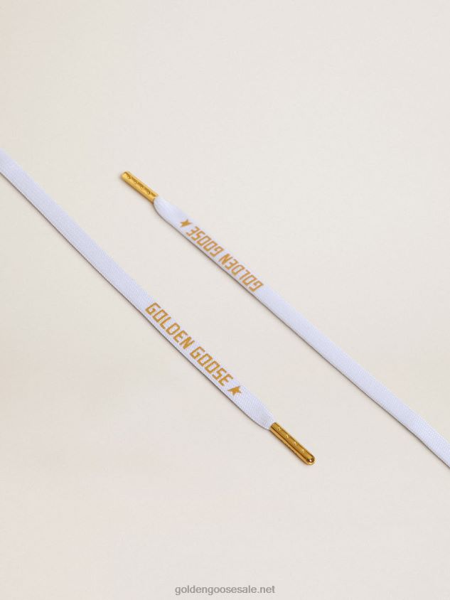 White cotton laces with contrasting gold-colored logo FN20N373 Men Golden Goose