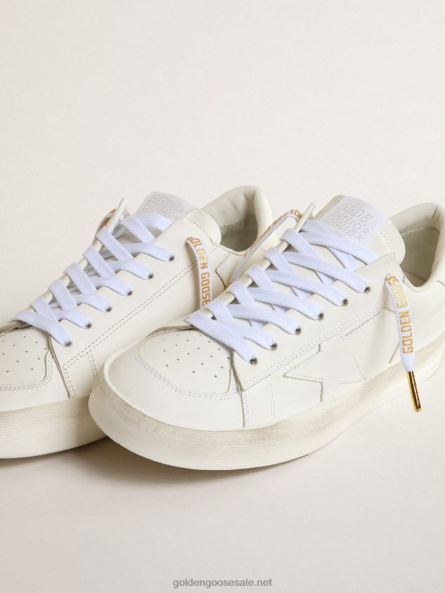 White cotton laces with contrasting gold-colored logo FN20N373 Men Golden Goose