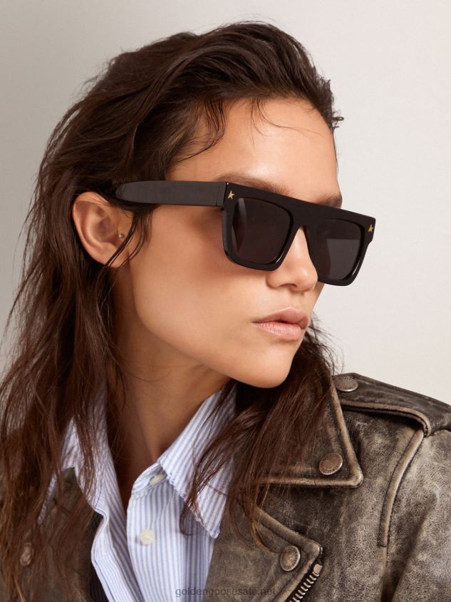 Square-style Sunframe Jamie with black frame and gold details FN20N327 Men Golden Goose