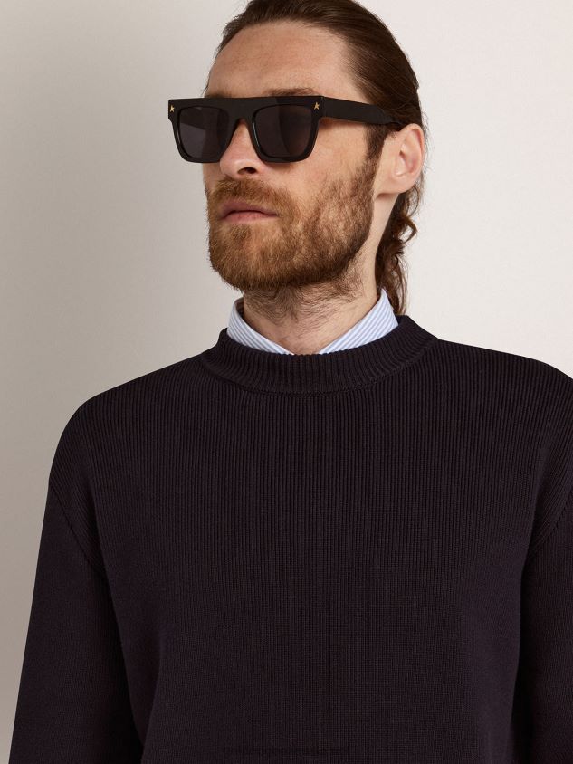 Square-style Sunframe Jamie with black frame and gold details FN20N327 Men Golden Goose
